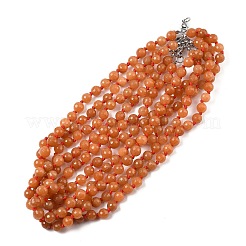 Ожерелья из граненых круглых бусин натурального красного авантюрина диаметром 8 мм NJEW-F327-01A-04