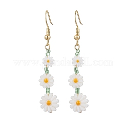 Серьги-подвески из натуральной пресноводной ракушки в виде цветка&nbsp;EJEW-JE06338-01