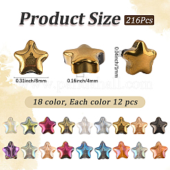 216шт 18 цвета гальванические стеклянные бусины&nbsp;RABO-PA0001-01