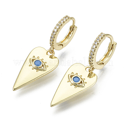 Серьги-кольца Huggie с подвесками из латуни с прозрачным фианитом и прозрачным фианитом&nbsp;KK-R137-013-NF