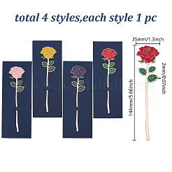 4 шт. 4-х цветные закладки из розового сплава с эмалью AJEW-AR0002-83