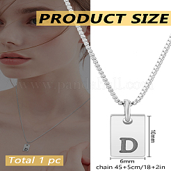 Collier avec pendentif rectangulaire en forme de lettre en acier inoxydable 1 pièce&nbsp;NJEW-LP0001-34D-P