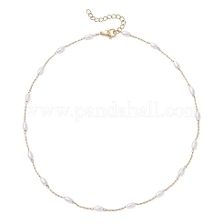 Ожерелья ручной работы из хирургической нержавеющей стали 316 и рисового пластика с жемчужными звеньями NJEW-JN05532