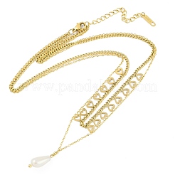 Двухслойные ожерелья в форме сердца из нержавеющей стали 304 с ионным покрытием (IP) NJEW-K276-26G