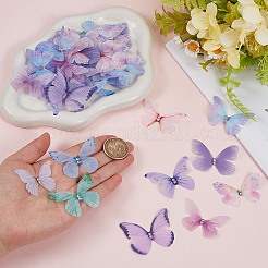 60 pieza de accesorios de adorno de mariposa de tela de 10 colores&nbsp;DIY-CY0004-04
