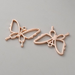 Подвески с открытой задней панелью и бабочкой из цинкового сплава&nbsp;FIND-WH0016-61D-RG