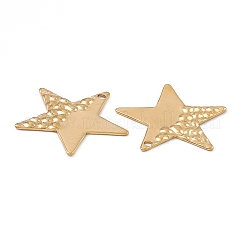 イオンプレーティング（IP）304ステンレスペンダント  星のチャーム  18KGP本金メッキ  25x26x1mm  穴：1.5mm&nbsp;LS-STAS-B031-03G