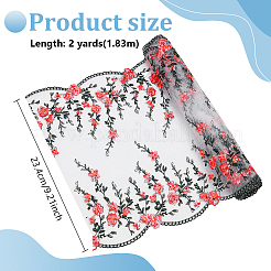 2 ярд полиэстеровой кружевной отделки с цветочной вышивкой&nbsp;DIY-BC0013-21C