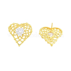 Серьги-гвоздики в виде сердечек из прозрачного стекла EJEW-G322-27MG