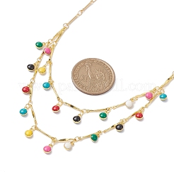 Ожерелья с подвесками в виде капель из латуни и эмали NJEW-JN04861