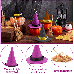 12 шт. мини-шляпки ведьмы из полиэстера&nbsp;AJEW-CP0009-35B