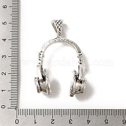 チベット風合金チャーム  カドミウムフリー＆鉛フリー  ヘッドセット  アンティークシルバー  47x30~35x15mm  穴：6.5x4mm&nbsp;FIND-A038-08AS