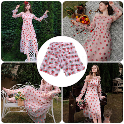 Кружевная ткань из полиэстера с клубничным узором&nbsp;DIY-WH0419-42