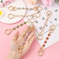 3 шт. 3-цветные эмалевые цепочки для сумок-удлинителей в виде цветка из сплава HJEW-YW00098-01