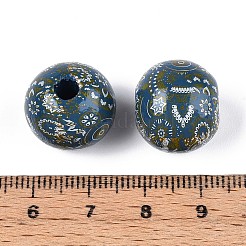 Бусины из дерева схима в богемном стиле с принтом WOOD-T032-31A