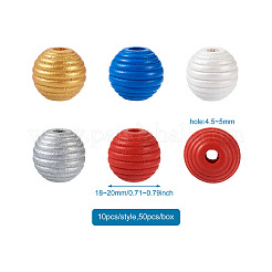 50 шт. 5 стиля окрашенных натуральных деревянных ульев европейских бусин WOOD-FW0001-01