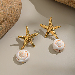 Серьги-гвоздики в форме морской звезды и ракушки из нержавеющей стали 304 JP3021