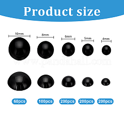 プラスチッククラフト人形の目  ぬいぐるみの目  半円  ブラック  4~10mm  約760個/箱&nbsp;DIY-WH0126-03