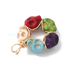 Подвески в виде черепов из синтетической бирюзы PALLOY-JF04676