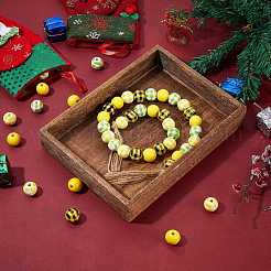 110pcs perles en bois naturel peintes&nbsp;sgWOOD-SZ0001-09