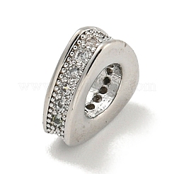 Реечное покрытие латунь микро паве прозрачный кубический цирконий европейские бусины KK-B091-03P