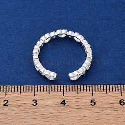 Полое сердце s925 стерлингового серебра микро паве кубические цирконии открытые манжеты кольца для женщин RJEW-R013-01S
