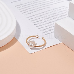Shell Pearl Pfotenabdruck geflochtener offener Manschettenring&nbsp;RJEW-TA00034