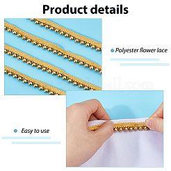 ポリエステルレーストリム  プラスチックボール付き  衣類用アクセサリー  ゴールド  1/4~1/2インチ（6.5~12.5mm）  約100.00ヤード（91.44m）/ロール&nbsp;OCOR-WH011-164C