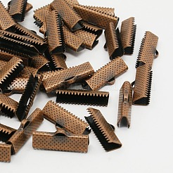 アイアン製カシメリボン止めエンドパーツ  赤銅鉱  8x20mm  穴：2mm&nbsp;IFIN-S008-R