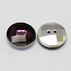 台湾アクリルラインストーンボタン  多面カット  2穴  ディスク  暗い蘭  10x4mm  穴：1mm&nbsp;BUTT-F022-10mm-43