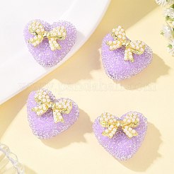 5 pezzo di perline a forma di cuore in resina e lega&nbsp;RESI-SZ0002-17C