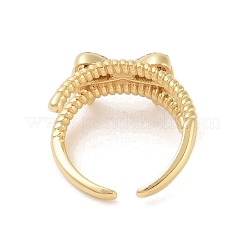 Открытые манжеты с бантом из латуни микро паве с прозрачным фианитом&nbsp;RJEW-S417-06G