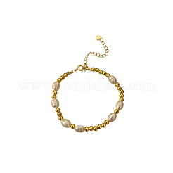 Браслеты из латунных круглых бусин с натуральным пресноводным жемчугом FS-WG8F9C5-01