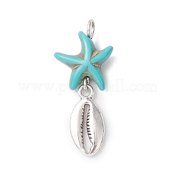 7 шт. 7 стиля синтетических окрашенных бирюзовых морских звезд и сплава морских животных&nbsp;PALLOY-JF03752-01