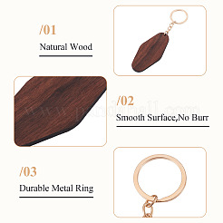 Porte-clés pendentifs en bois de noyer&nbsp;KEYC-TAC0034-06B