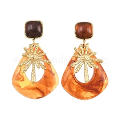 Pendientes colgantes de acero inoxidable 304 y resina para mujer&nbsp;SA-CBA717A-01G-04