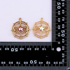 24個6色ファセットガラスペンダント  ライトゴールドメッキ合金パーツ  スターとフラットラウンド  ミックスカラー  29.5x26x5mm  穴：1.6mm  4個/カラー&nbsp;GLAA-SZ0001-90