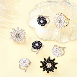 8 шт. 4 стиля гвоздика и маргаритка золотистый сплав эмалированное кольцо пряжка для шарфа&nbsp;AJEW-CJ0001-33