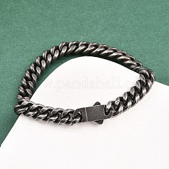 Браслеты-цепочки из хирургической нержавеющей стали 316 пробы с кубинскими звеньями BJEW-C125-12AS