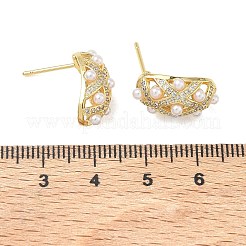 Boucles d'oreilles en laiton avec micro pavé de zircons cubiques pour femmes&nbsp;EJEW-A168-20G