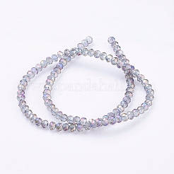 多面カットロンデル電気メッキガラスビーズ連売り  暗紫色  3x2mm  穴：1mm  約165~169個/連  15~16インチ（38~40cm）&nbsp;X-EGLA-D020-3x2mm-73