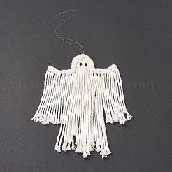 Плетеные хлопковые украшения в виде привидения из макраме HJEW-JM03750
