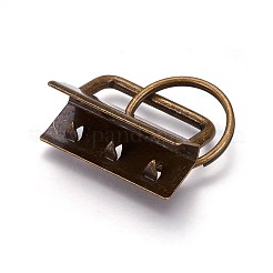 電気メッキ鉄分割キーホルダー  キーホルダー留め金のパーツ  リボン端部を有します  アンティークブロンズ  終了：24x32.5x14mm  リング：24x2.5mm&nbsp;IFIN-WH0044-01C-AB