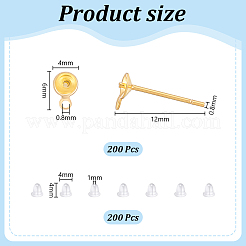 200 шт. фурнитура для сережек-гвоздиков из нержавеющей стали 304 STAS-UN0061-89