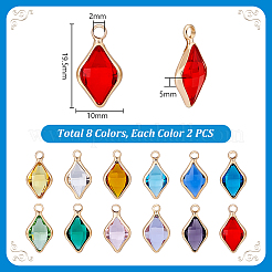 24 шт. 12-х цветные подвески из латуни и редкоземельного ромбовидного стекла&nbsp;KK-PH0013-32