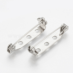アイアン製ブローチパーツ  バックバーピン  銀  26x4.5mm  穴：2mm  ピン：0.5mm&nbsp;IFIN-S700-02A-S