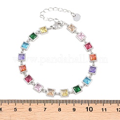 Теннисные браслеты для женщин из нержавеющей стали 304 с разноцветными кубическими циркониями.&nbsp;BJEW-T023-02A-P