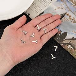 変色しにくい304ステンレススチールの文字チャーム  文字.t  11x9x0.5mm  穴：1mm&nbsp;LS-X-STAS-O072-T