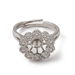 Оправы для колец-манжет из цветочной латуни с микропаве из прозрачного кубического циркония KK-D378-32P