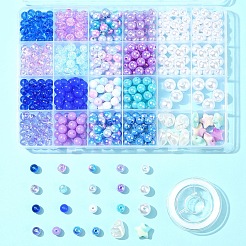 Наборы для изготовления браслетов из круглых бусин из акрила и АБС-пластика с имитацией жемчуга&nbsp;DIY-FS0007-42